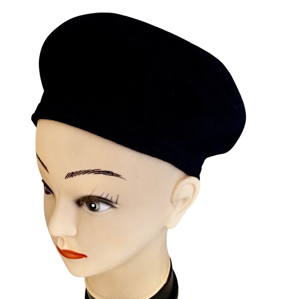 Vintage 1950's Cappellerie Barbisio Italy Midnight Blue Velvet Beret Hat Cap